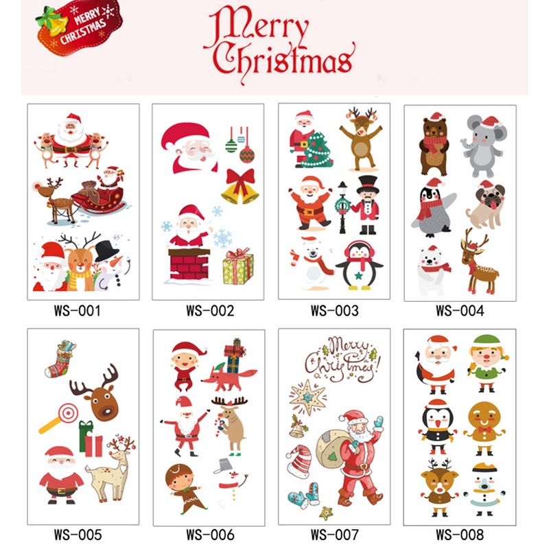 Bộ 3 Hình Xăm Dán Họa Tiết Ông Già Noel Hoạt Hình 3D Vui Nhộn Trang Trí Giáng Sinh Cho Trẻ Em