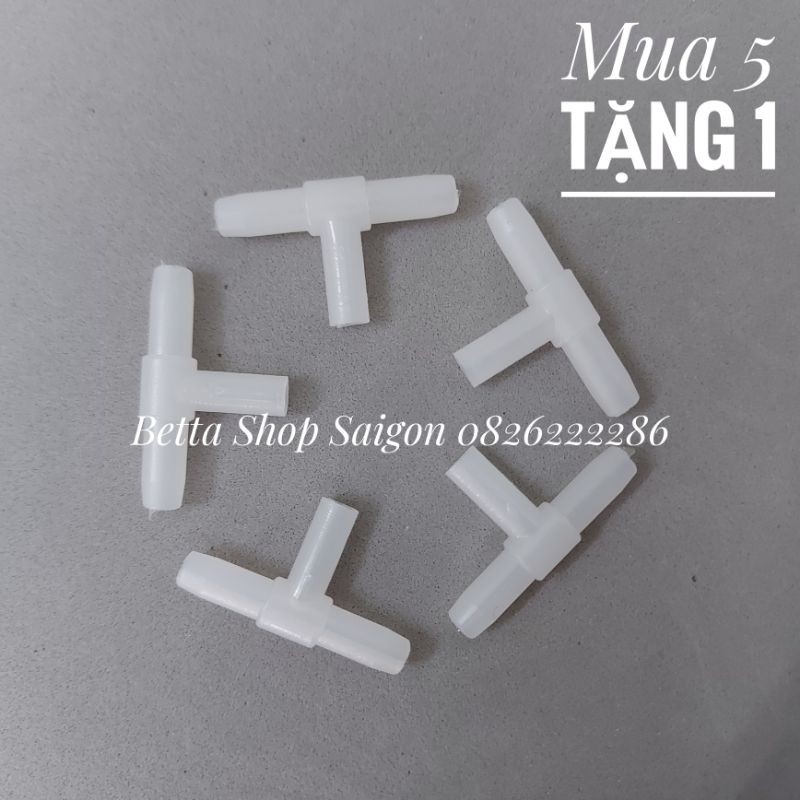 Combo 5 cái Chia nối dây oxy chữ T (ngã 3) màu trắng đục [MUA 5 TẶNG 1]