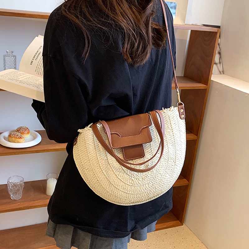 Túi Đeo Vai Đan Rơm Dung Tích Lớn Phong Cách Cổ Điển Dễ Phối Đồ Thời Trang Cho Nữ