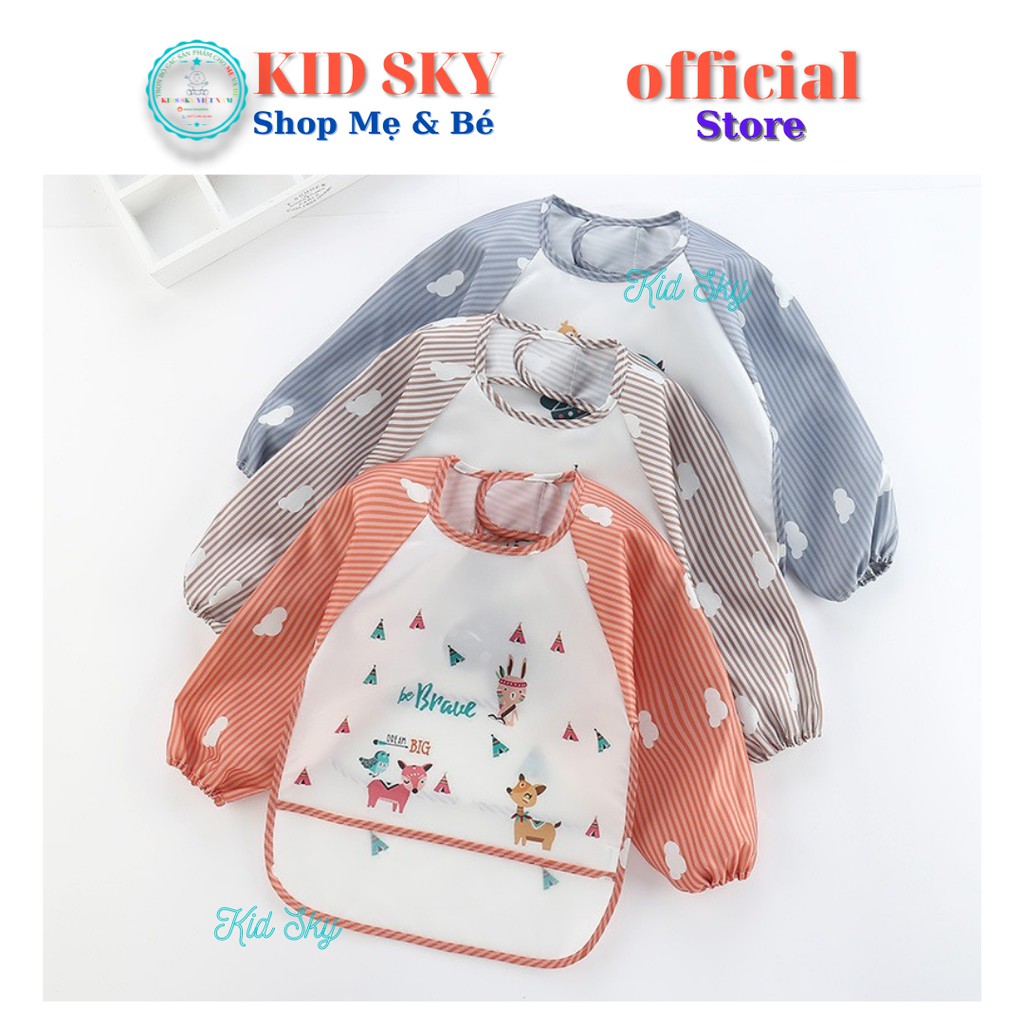 Áo yếm ăn dặm BLW cao cấp (Chống thấm nước, có máng chứa thức ăn rơi) cho các bé từ 6 tháng tuổi tập ăn dặm - 3 tuổi