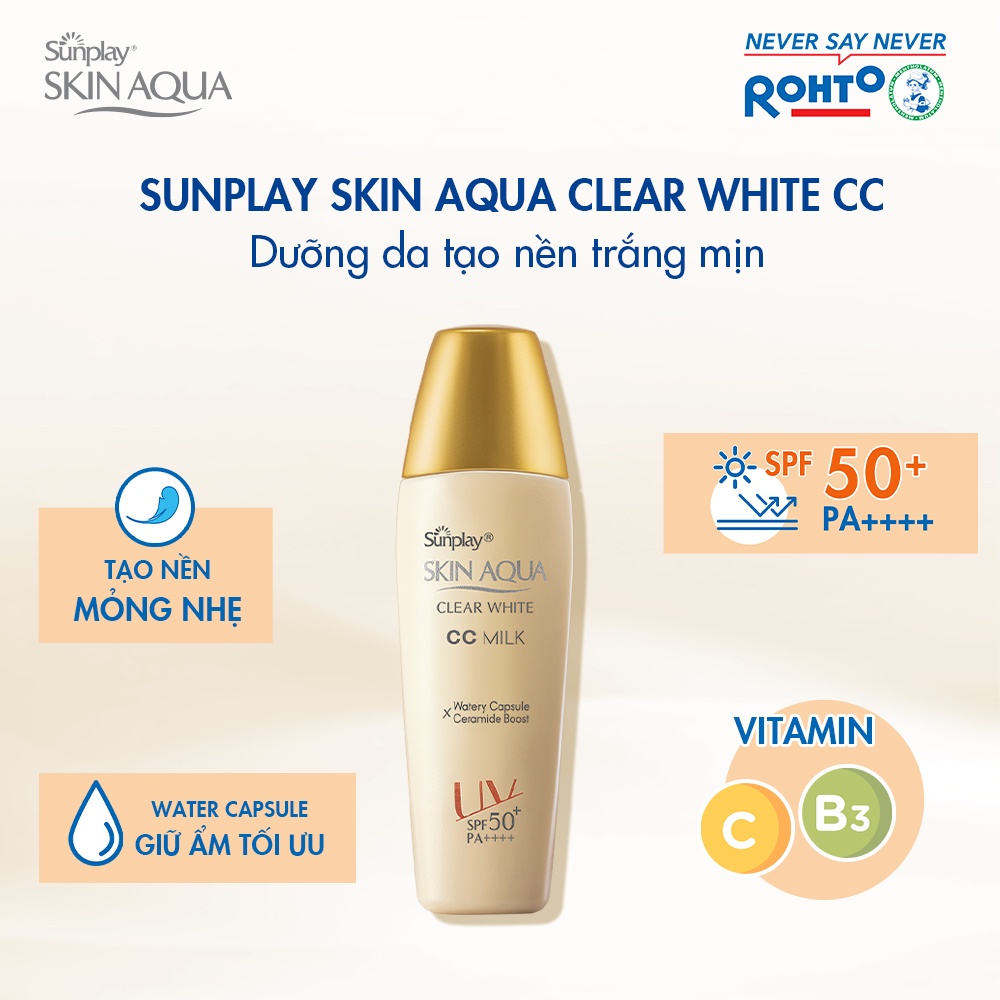 Sữa chống nắng tạo nền trắng mịn Sunplay Skin Aqua Clear White CC Milk SPF50 25g