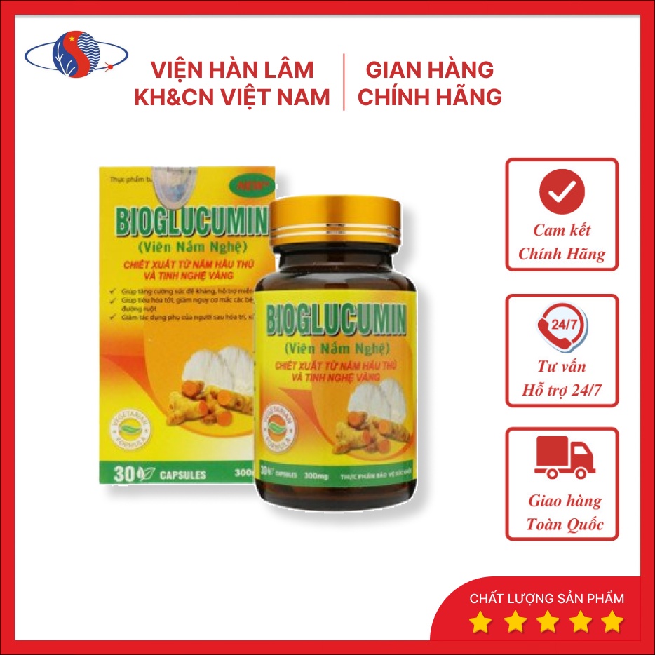 Viên Nấm Nghệ Bioglucumin - Giảm Viêm Loét Dạ Dày - Sản Phẩm Viện Hàn Lâm KH&CN Việt Nam