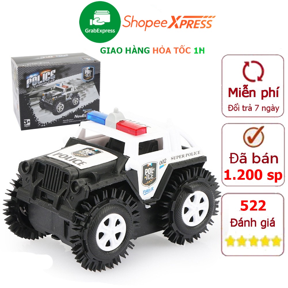 Xe ô tô cảnh sát đồ chơi mini chạy pin AA chất liệu nhựa ABS an toàn, chi tiết sắc sảo ( màu trắng-chưa kèm pin)