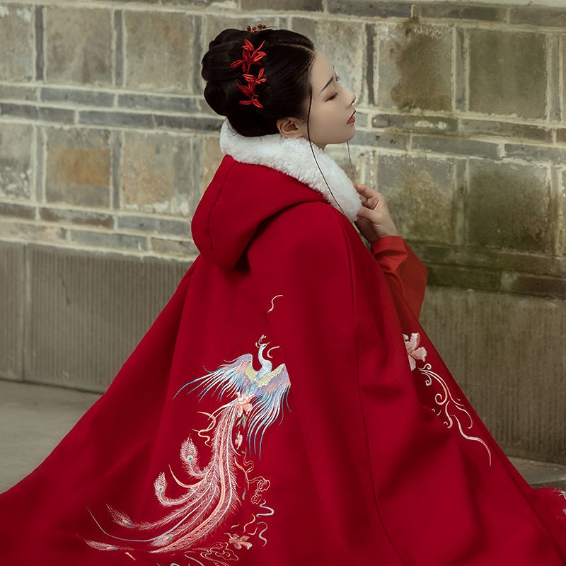 Áo Choàng Hán Phục Bằng Len Dày Dáng Dài Thời Trang Nam Nữ