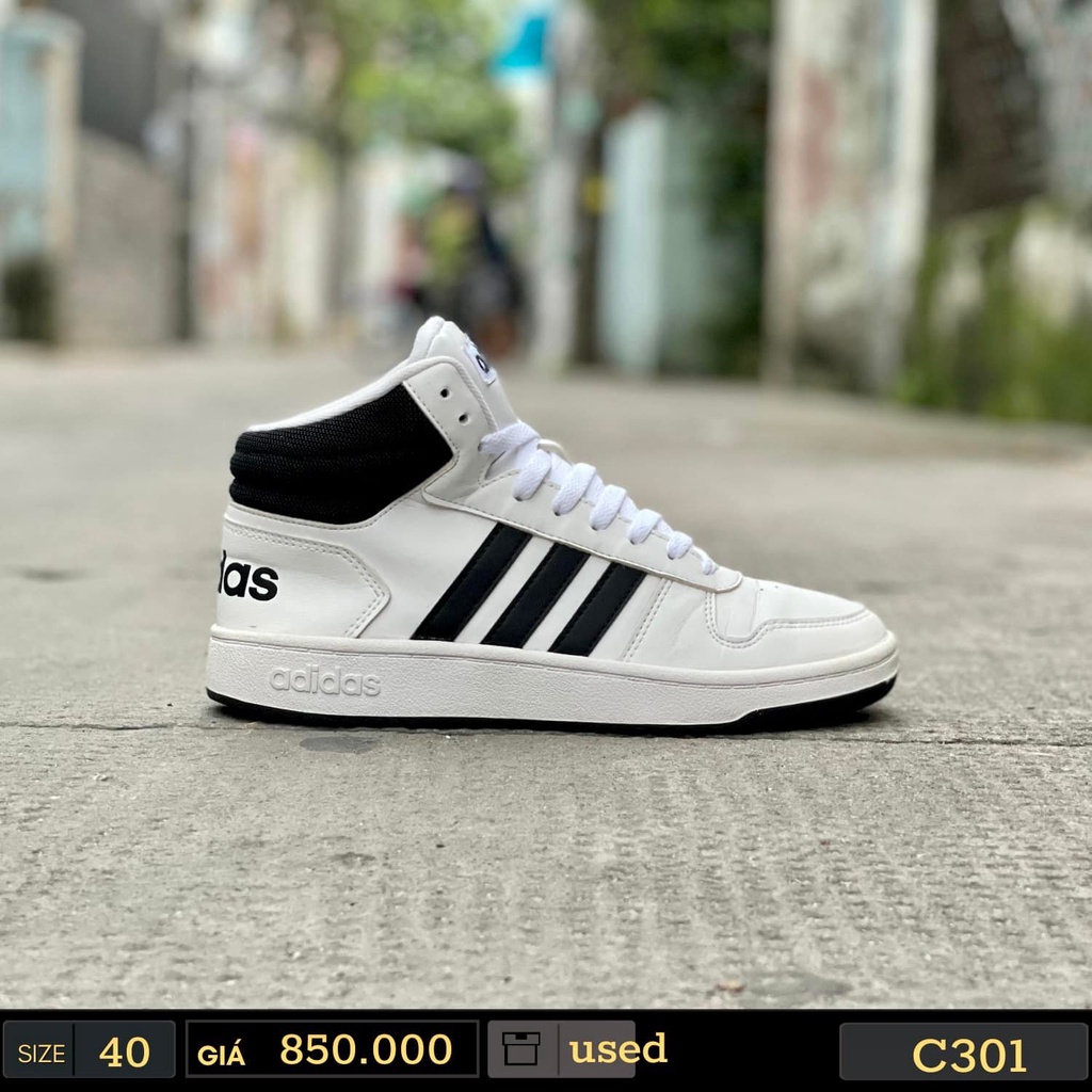 Giày 2hand adidas Hoops 2.0 Mid White Black - BB7208 - Giày Cũ Sài Gòn