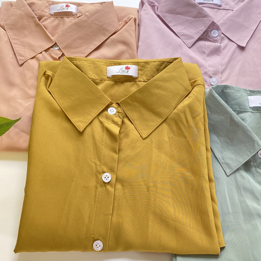 Áo sơ mi oversize dáng rộng nhiều màu trendy phiên bản mỏng chất liệu cotton tơ siêu mềm mịn và bay | LIOLA