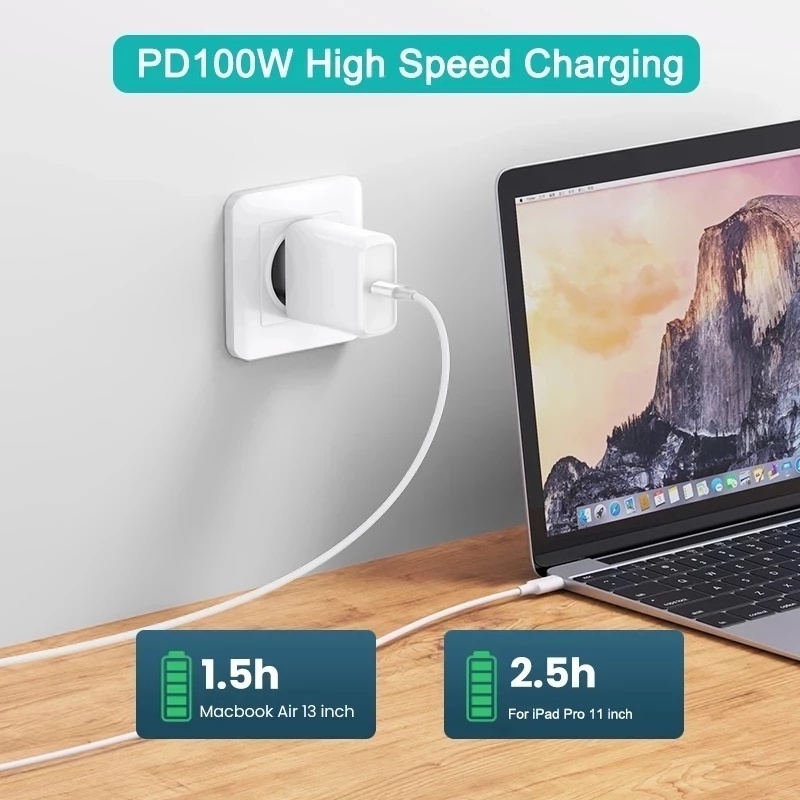 1 Dây Cáp Sạc Nhanh 100W PD USB c Sang USB Type c Cho Xiaomi Mi Note 10s21 Huawei Macbook iPad