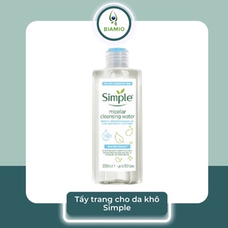 Simple Nước tẩy trang cho da khô không cồn dưỡng ẩm 200ml 3 in 1 Simple Water Boost Micellar Water TT03