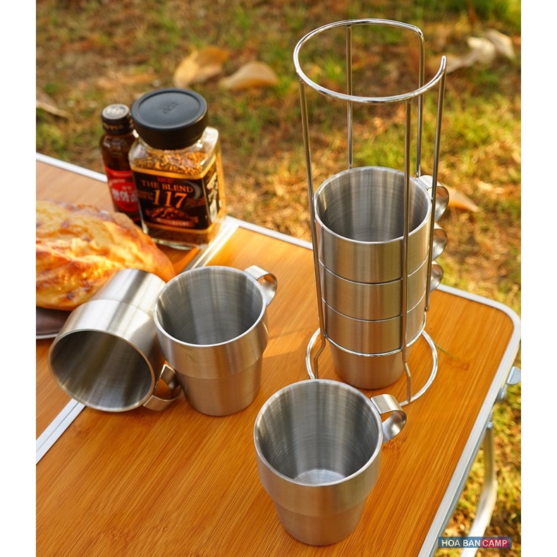 Bộ 4-6 Cốc Dã Ngoại, Cắm Trại 2 Lớp - Cách Nhiệt