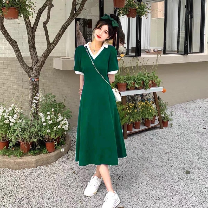 Đầm Maxi cổ V viền trắng Bigsize từ 60-90 ký đi tiệc, đi chơi, công sở đều xinh. Thời trang nữ dành cho khách ngoại cỡ