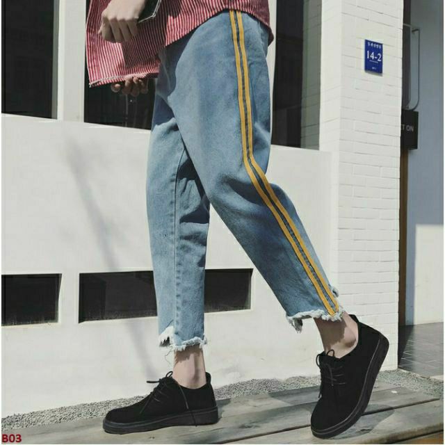 Hàng Sẵn_Quần baggy kẻ sọc form dáng rộng phong cách Hàn