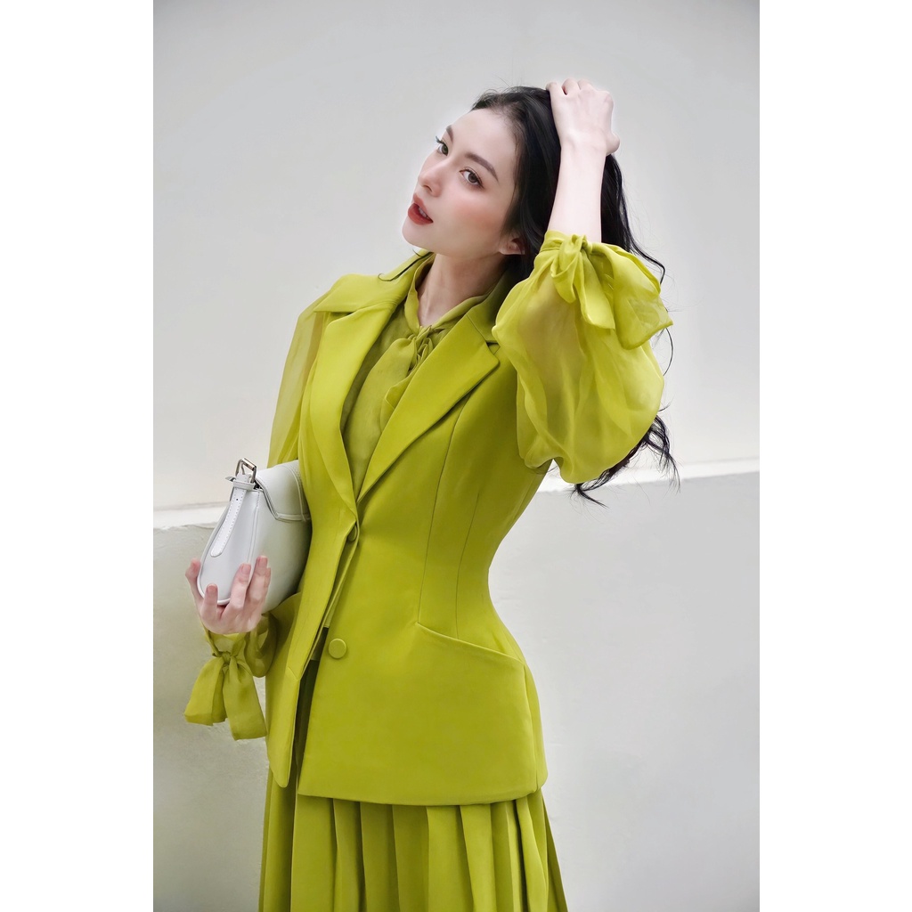 Set áo gile blazer và chân váy midi nữ HUONG BOUTIQUE HBVEST157