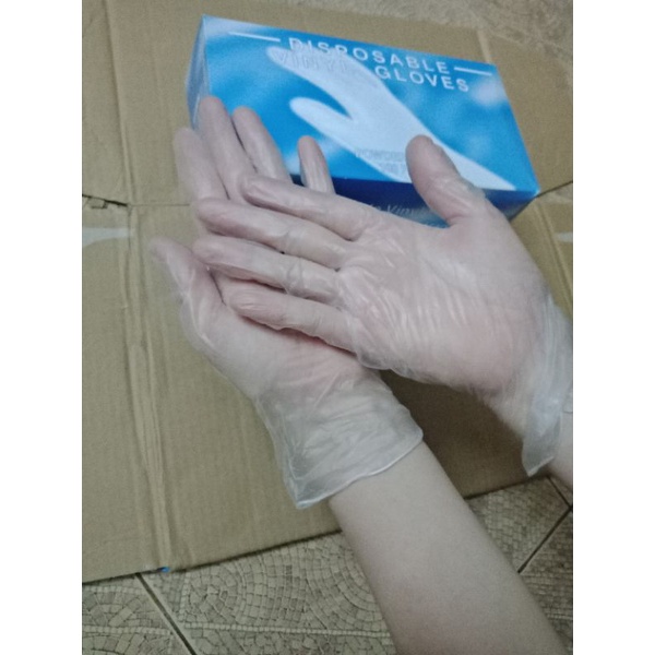 Găng tay Vinyl PVC Gloves Cao Cấp High Quality  size M 100c/hộp