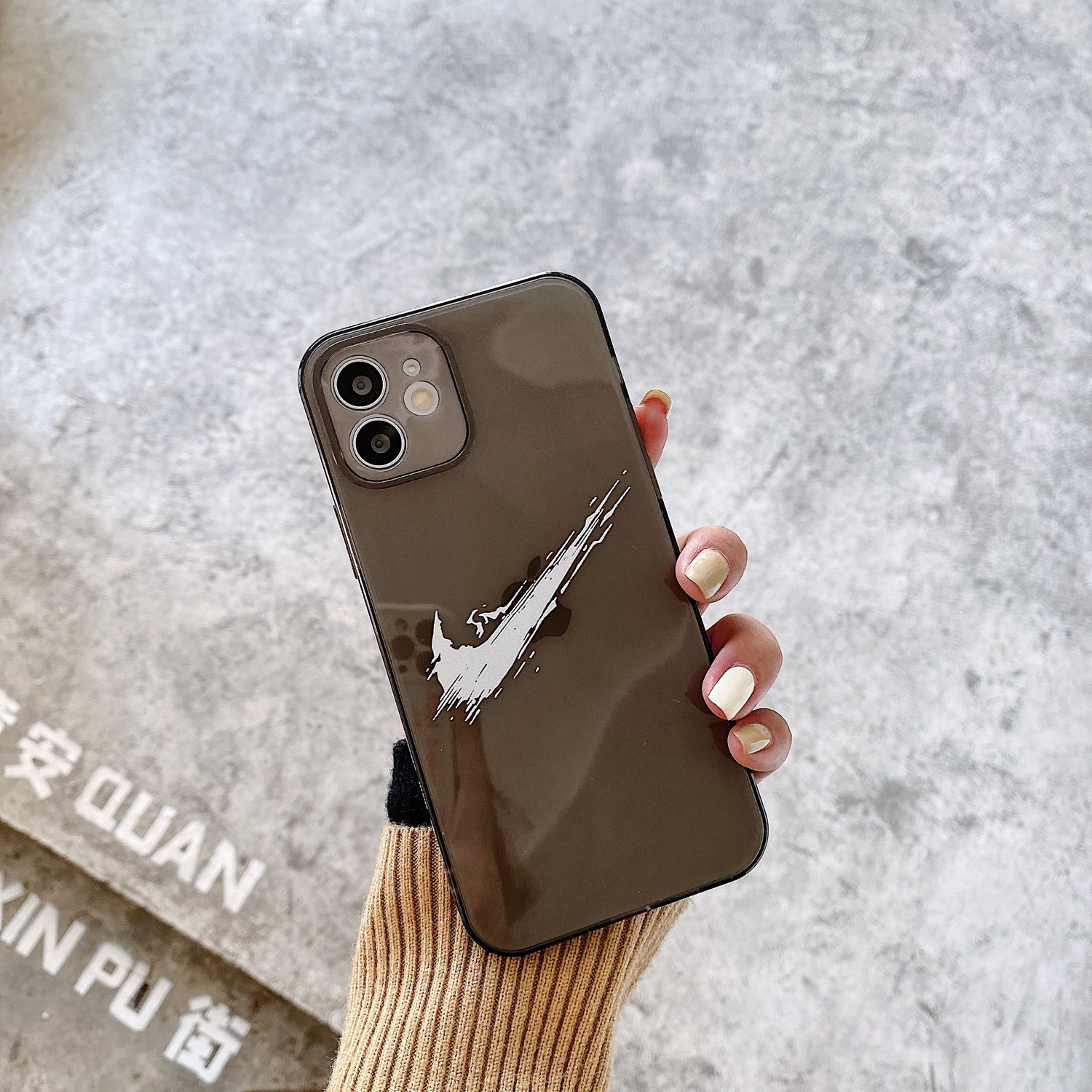 Ốp Điện Thoại Tpu Mềm Trong Suốt Chống Sốc In Logo Nike Trắng Đen Cho Iphone 7 8 Plus Xs Xr 11 Pro Max 12 Mini