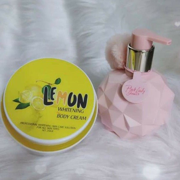 [CHÍNH HÃNG] BỘ ĐÔI DƯỠNG TOÀN THÂN BODY LEMON CHANH 250GAM &amp; SỮA TẮM XÔNG TRẮNG PINK LADY SHOWER 300ML