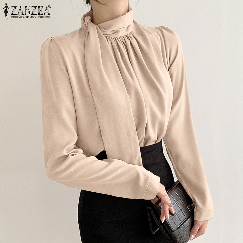 Áo kiểu Zanzea tay dài cổ lọ thời trang thanh lịch dành cho nữ