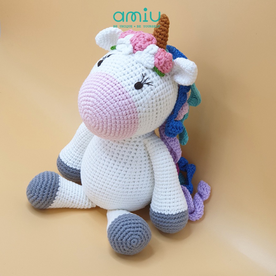 Gấu bông móc len Amigurumi cao cấp Amiu Việt Nam - Ngựa Pony Rainbow handmade - SP000374