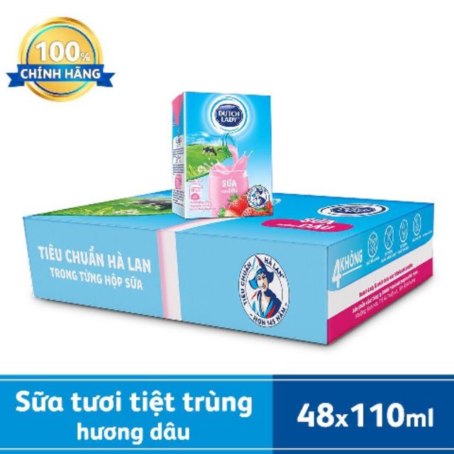 Sữa Tươi Cô gái Hà Lan hương dâu 110ml - HSD luôn mới