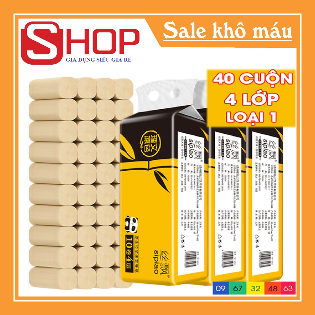 BỊCH GIẤY VỆ SINH GẤU TRÚC SIPIAO 40 CUỘN (4 DÂY X 10 CUỘN) ( SIÊU GIÁ RẺ )