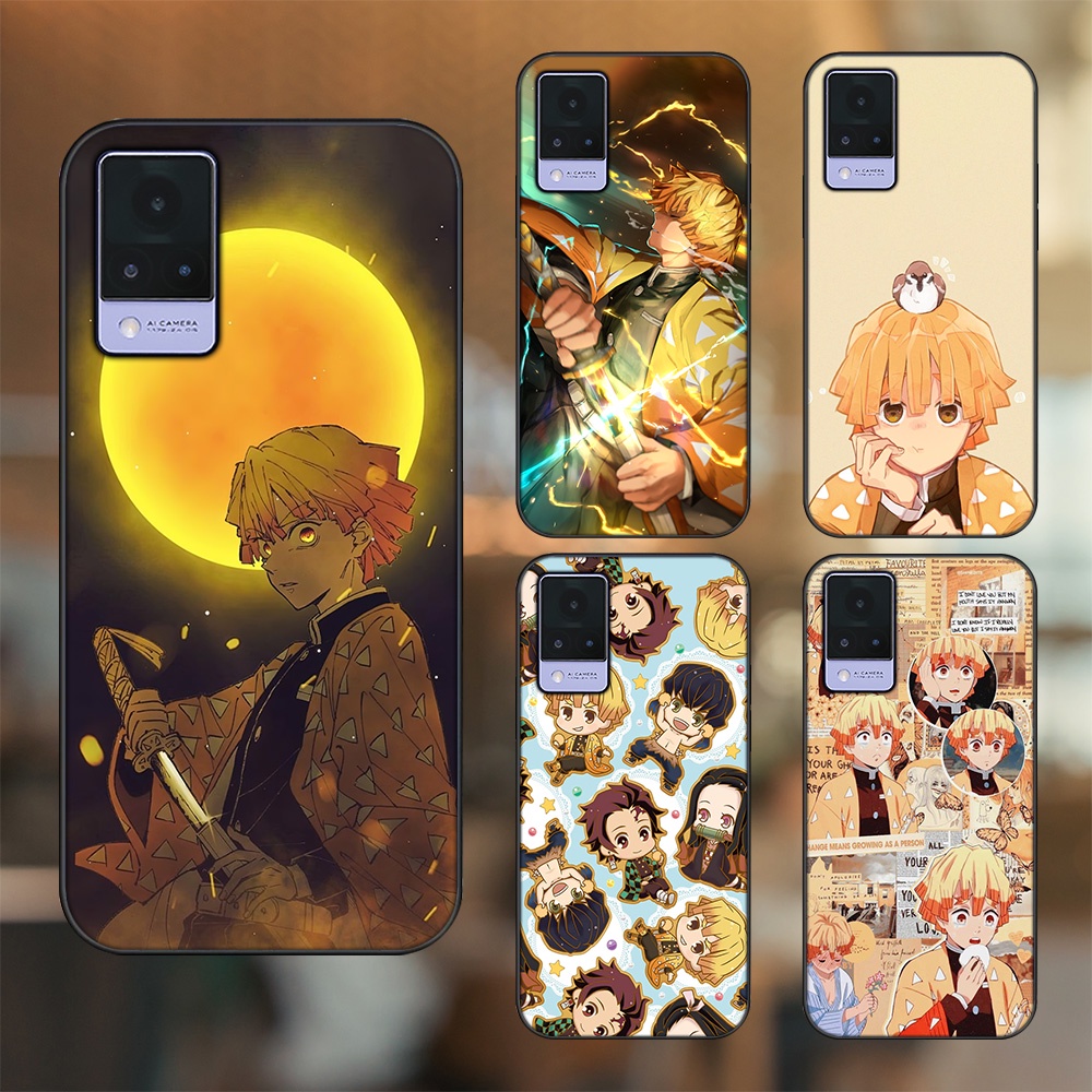 Ốp lưng Vivo V21 viền đen in hình Zenitsu Kimetsu no Yaiba