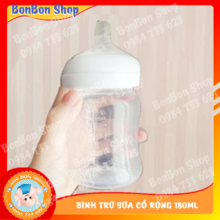 [DÀY CỨNG CHỊU NHIỆT CAO] Bình Trữ Sữa, Đựng Sữa Cổ Rộng Cho Bé 180ml, Lắp Vừa Dòng Máy Hút Avent,Rozabi,Spectra,Cimicle