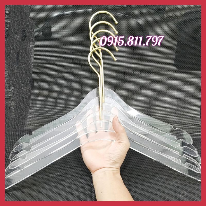 Moc treo quan ao - móc mika trong suốt treo quần áo sang chảnh,kích thước 38cm,dày 1cm,thích hợp cho mọi không gian shop