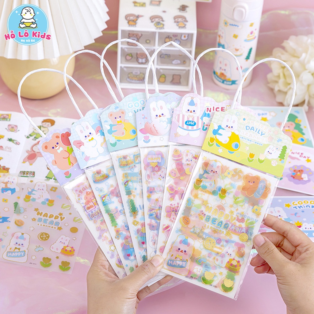 Miếng dán ticker hoạt hình trang trí sổ tay cốc nước điện thoại cute dễ thương Hồ Lô Kids