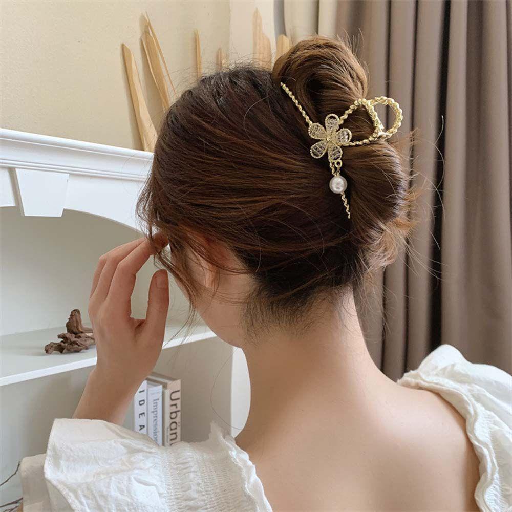 IVORY Kẹp Tóc Kim Loại Hình Cá Mập Đính Hạt Xinh Xắn Phong Cách Vintage Cho Bạn Gái