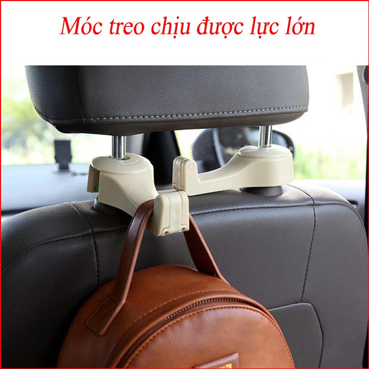 Móc treo đồ trên ô tô có giá đỡ điện thoại gài sau ghế tiện lợi, nhỏ gọn, chắc chắn, đa năng có 2 màu