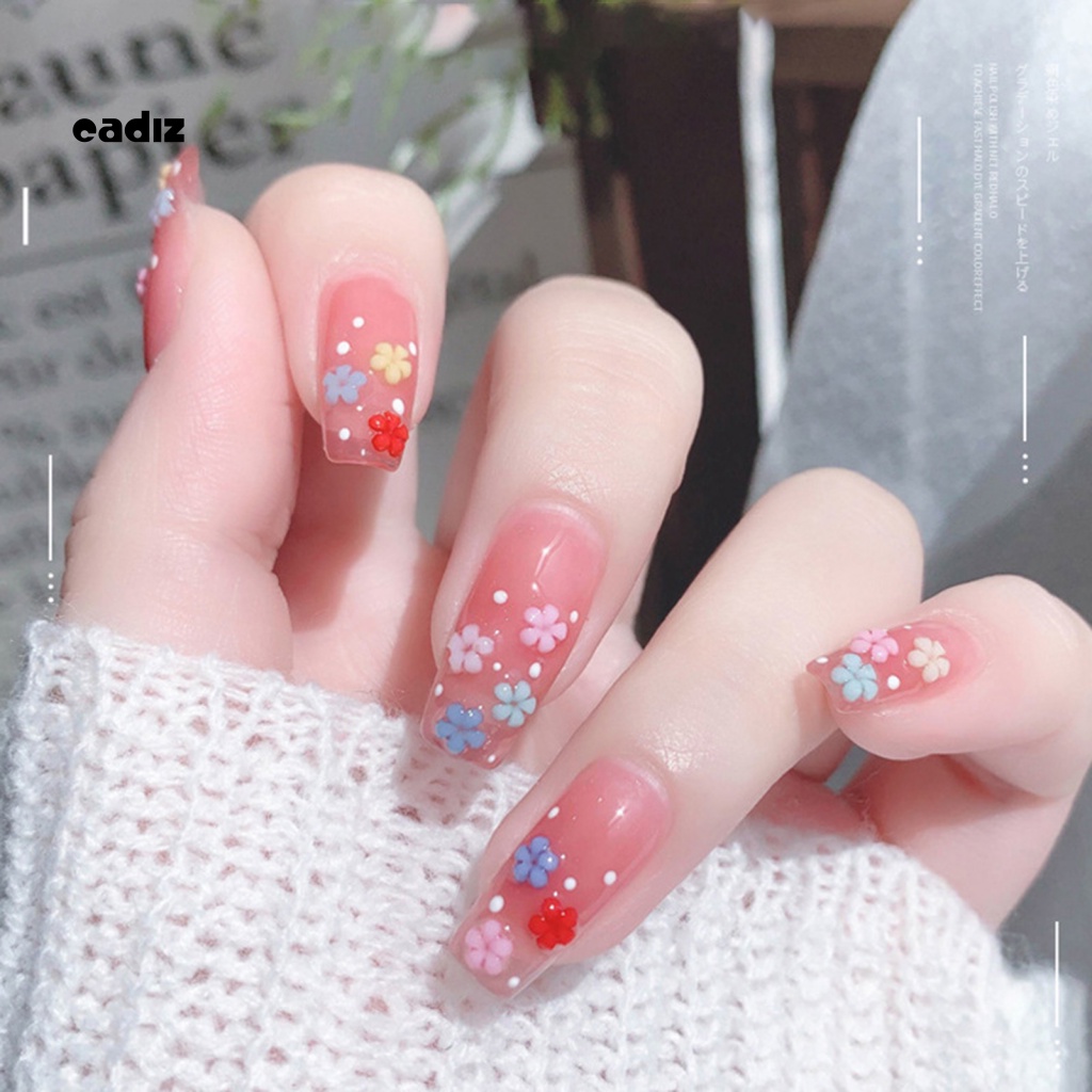 Phụ Kiện Trang Trí Móng Tay Hình Bông Hoa Bằng Nhựa Nhiều Màu Xinh Xắn DIY