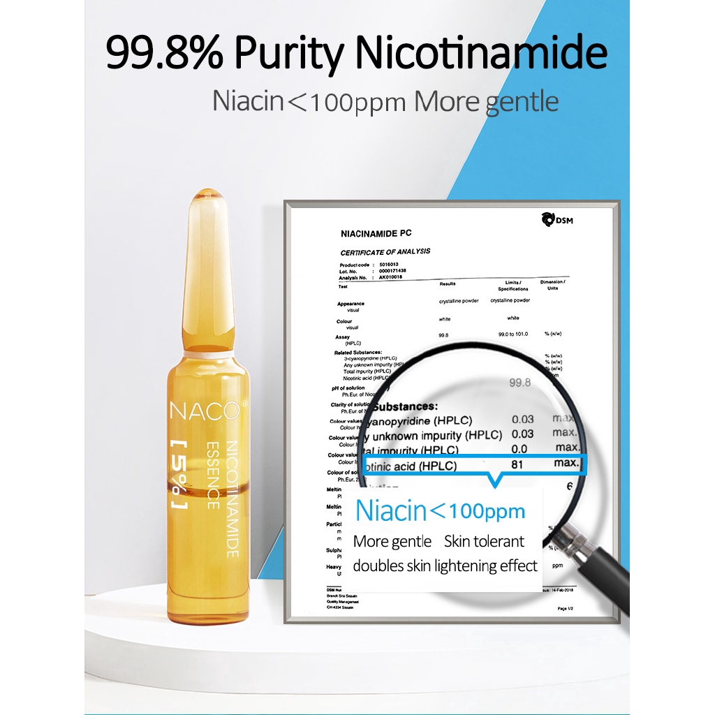 Hộp 28 lọ tinh chất NACO Nicotinamide 100% chính hãng dưỡng ẩm làm trắng da