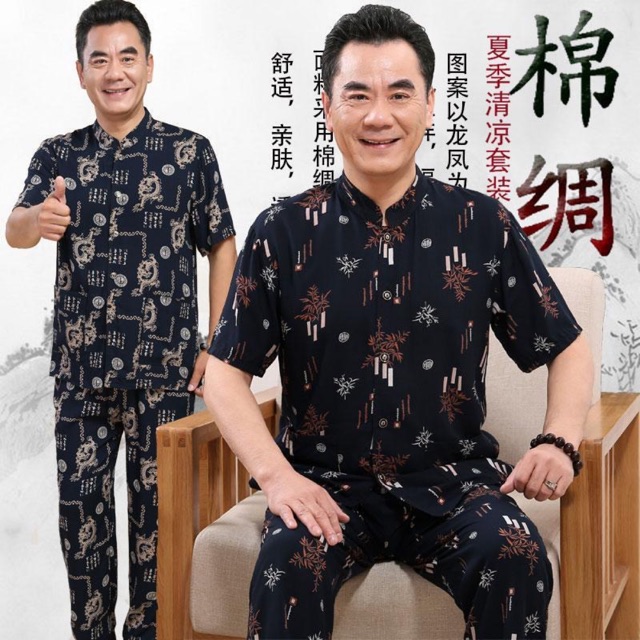 Bộ đồ cổ tàu tặng bố hàng đẹp (cộc và dài tay) có bán dời quần áo