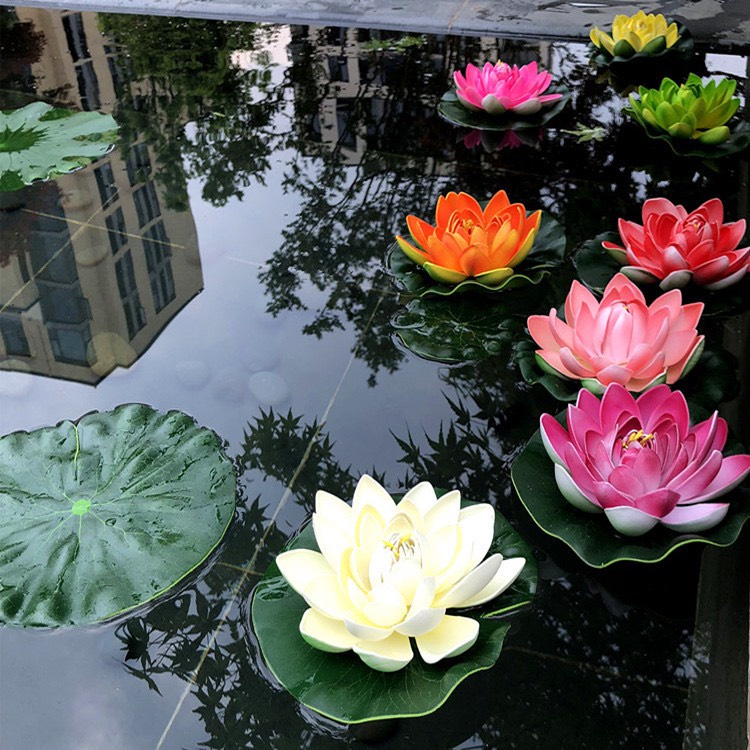 Hoa giả - Hoa sen thả nươc size đại - 17cm