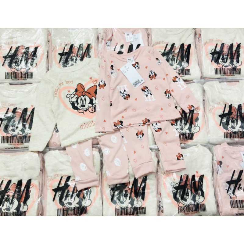 Set 2 bộ nỉ da cá Minnie HM cho bé gái