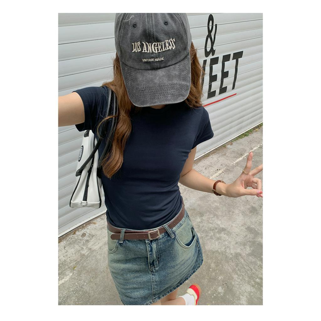 Áo Thun Tay Ngắn Cổ Tròn Dáng Ôm Thời Trang Cho Nữ 63894