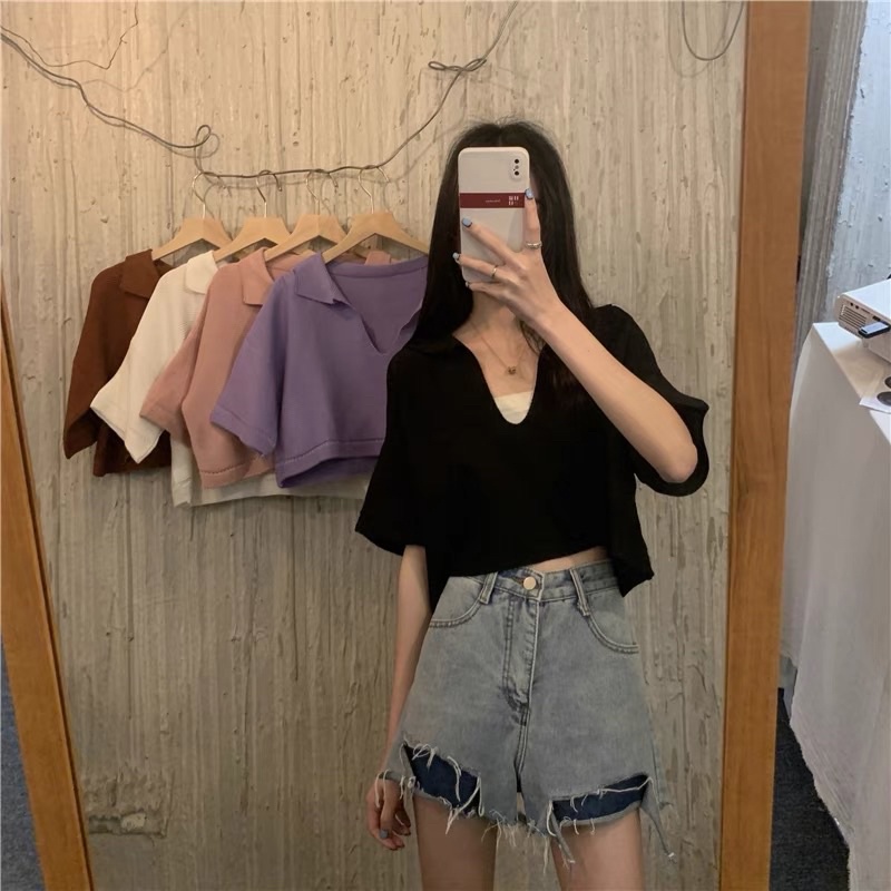 ÁO CROPTOP CỔ V