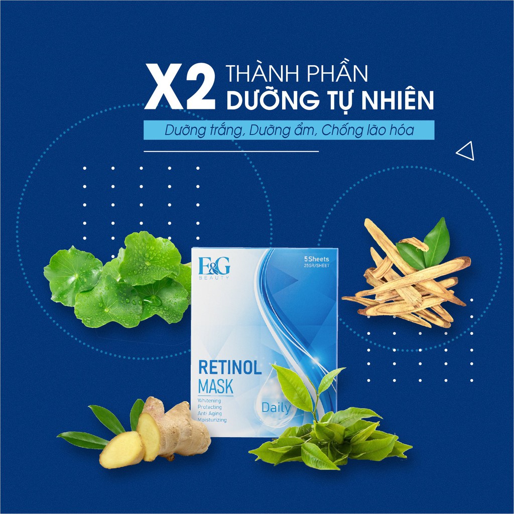 Mặt nạ Retinol Daily Mask E&G Beauty Hàn Quốc hộp 5 miếng Zuka Beauty dưỡng ẩm chuyên sâu, dưỡng trắng tự nhiên