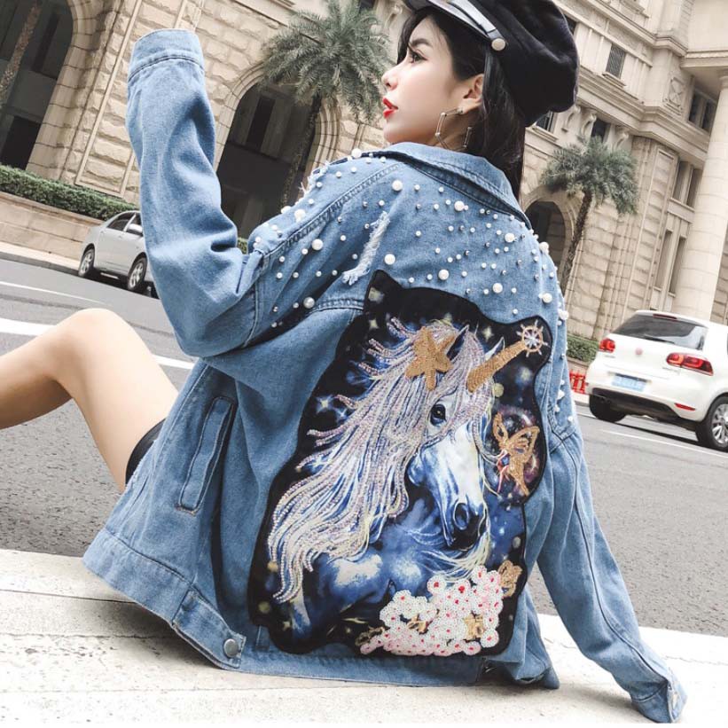 Áo khoác jeans hình pony đính hạt Mã: AO3609