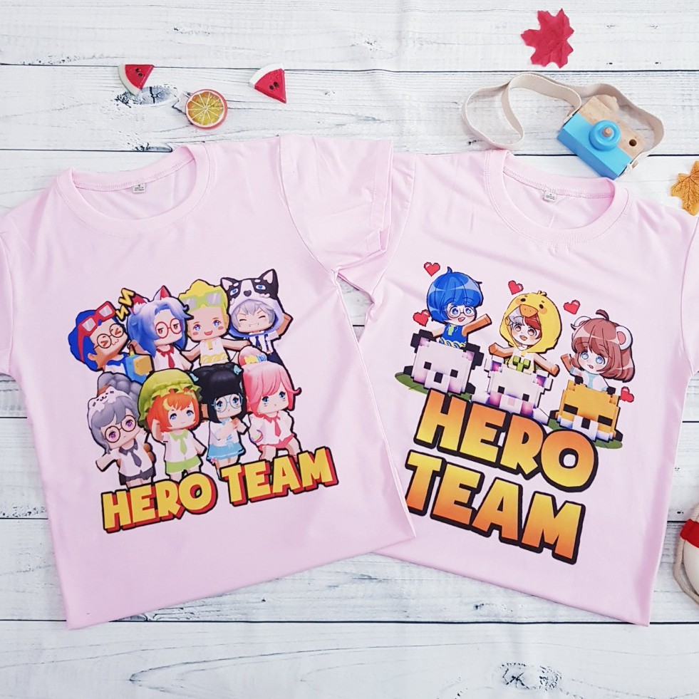 [Mã FAMAYFA2 giảm 10K đơn 50K] Áo thun bé gái Hero team màu hồng