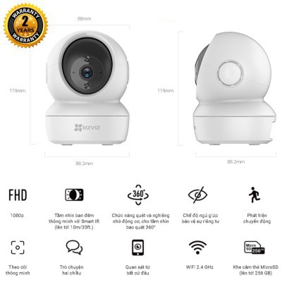 [Mã 155ELSALE giảm 7% đơn 300K] Camera giám sát wifi EZVIZ CSC6N Full HD1080