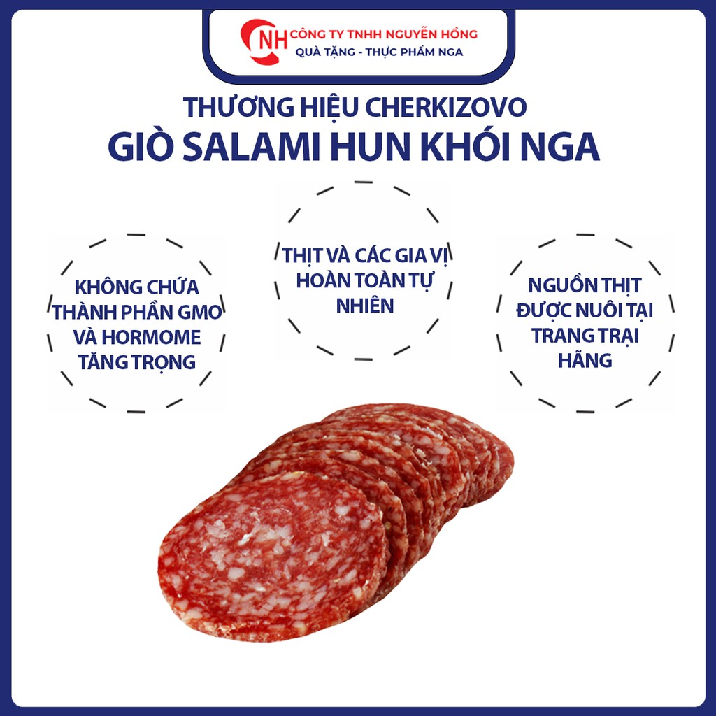 Salami xúc xích hun khói Checkizovo 300g, Salami giò hun khói nhập khẩu Nga, Nguyễn Hồng