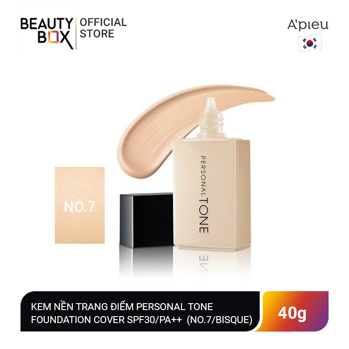 [Mã FMCGMALL - 8% đơn 250K] Kem Nền Trang Điểm A'Pieu Personal Tone Foundation Cover SPF30/Pa++ (No.6/True) 40g