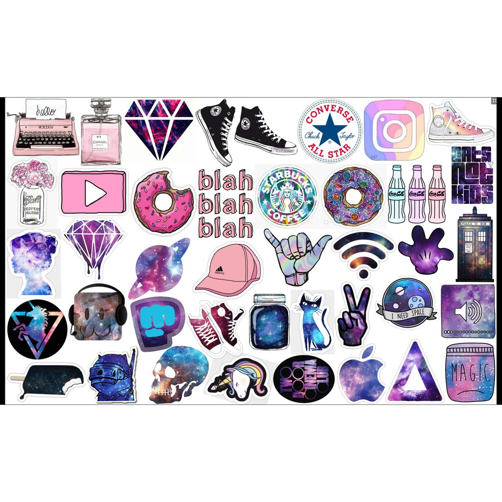 Hình dán galaxy DECAL CẮT SẴN dán mũ bảo hiểm, vali, máy tính,xe, tủ lạnh, nhà.... In theo yêu cầu