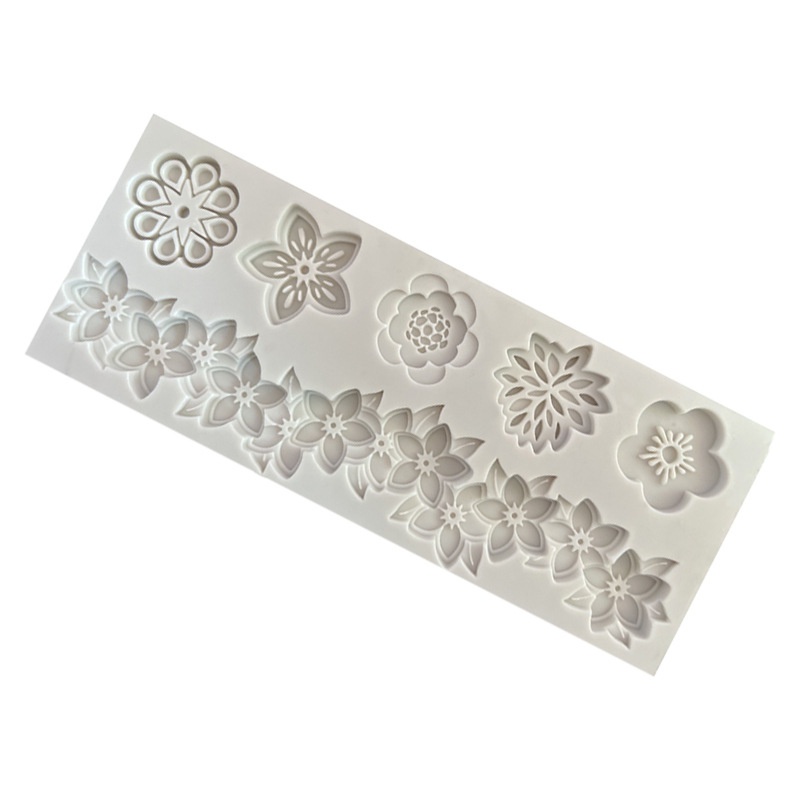 Khuôn Silicon Làm Kẹo Đường Trang Trí Bánh Kem Hình Hoa Dập Nổi