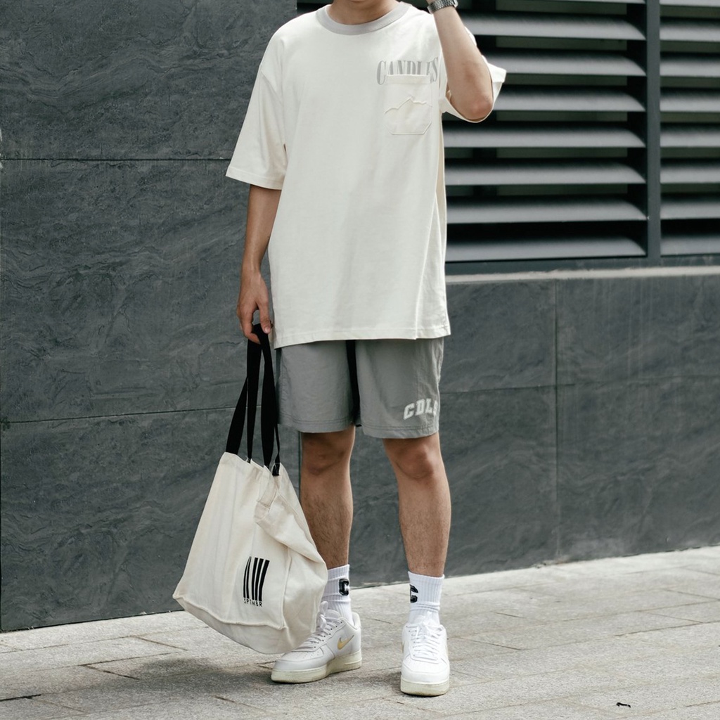 Áo phông nam nữ oversized CANDLES BYB POCKET thiết kế phối cổ năng động chất liệu Cotton 260gsm chính hãng