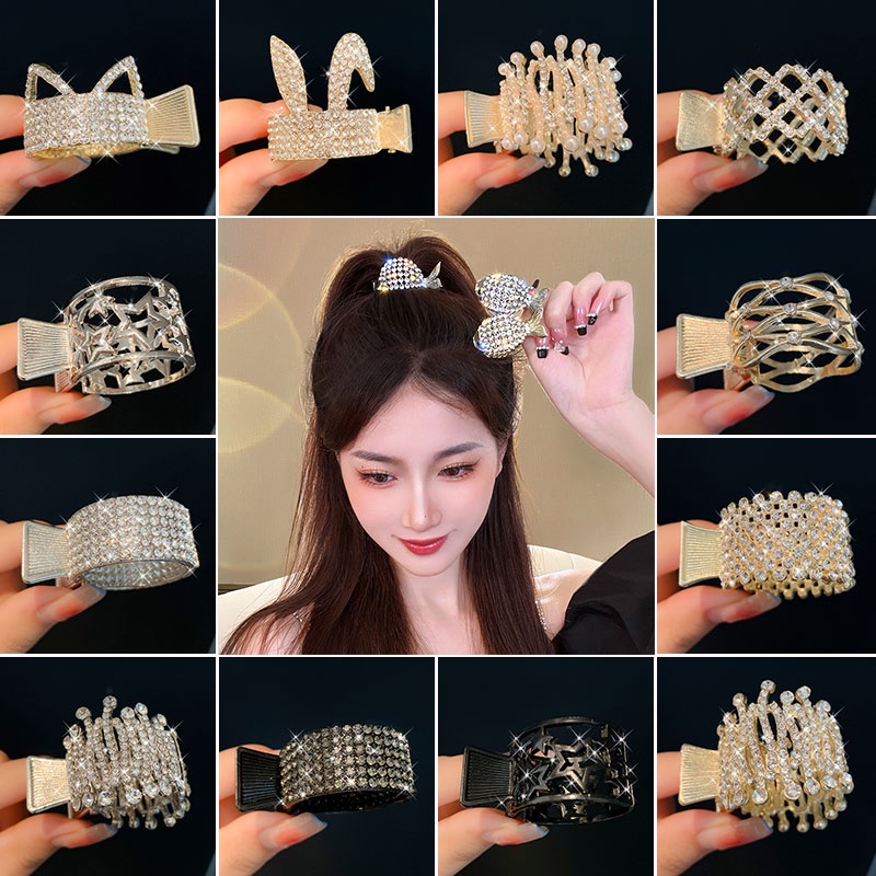 Kẹp Tóc Kim Loại Đính Đá Thời Trang Cho Nữ