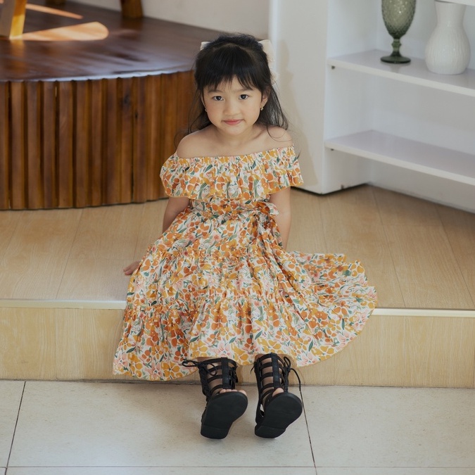 Váy hoa nhiều tầng kèm turban bé gái sơ sinh 1 2 3 4 tuổi MINTSCLOSET Mint's Closet - GS1073