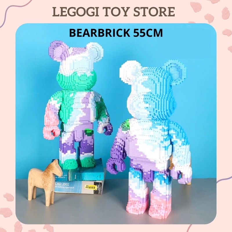 Đồ chơi lắp ghép Legogi GẤU BEARBRICK 50CM 55CM bằng gạch răng cưa mô hình lắp ráp xếp hình