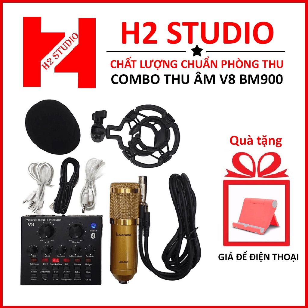 combo mic thu âm live stream v8+bm 800