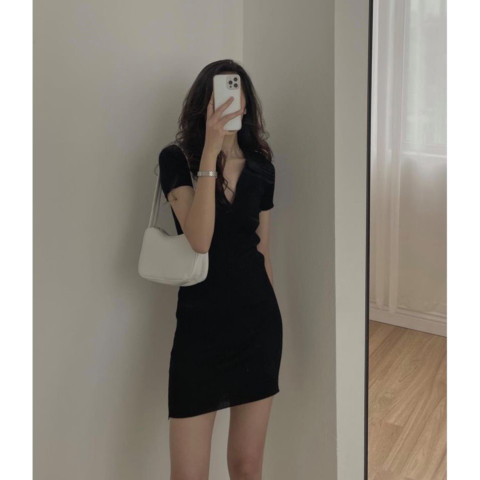 Đầm Body Dress 2021 Hàn Quốc Dongdaemun Thun gân dệt kim